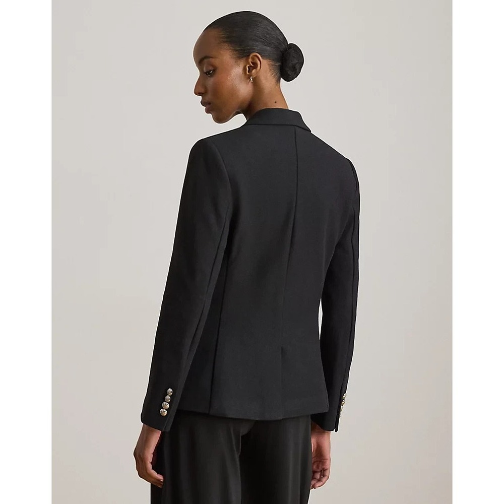 Lauren Ralph Lauren Women's Bullion Jacquard Blazer Navy Silver Button Size M - Picture 5 of 13